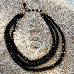 Vintage Black Beaded Necklace